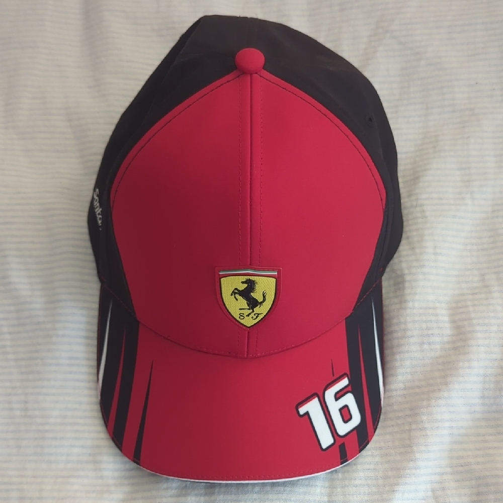 Ferrari Leclerc Red and Black Racing Hat